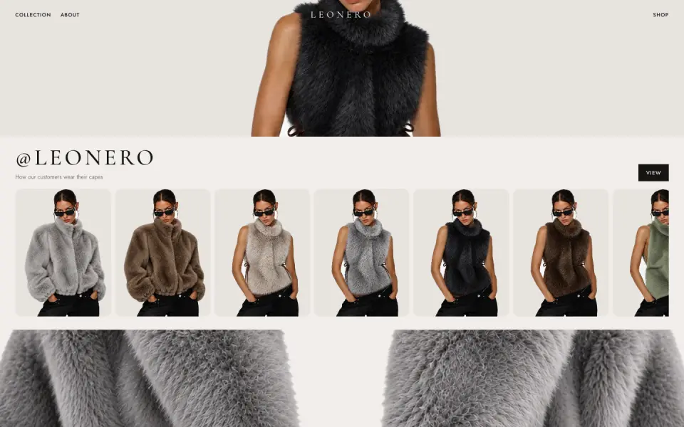 LEONERO: grid of customer photos in fur jackets